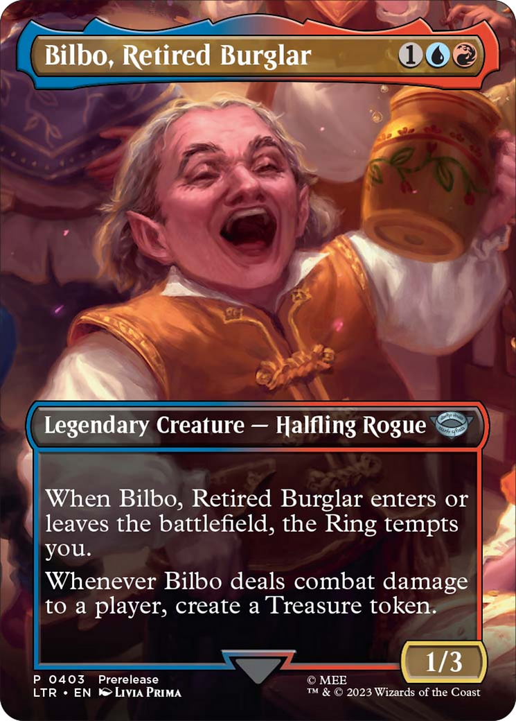Bilbo, Retired Burglar (Borderless Alternate Art) [The Lord of the Rings: Tales of Middle-Earth]